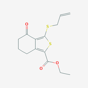 molecular formula C14H16O3S2 B067693 Ethyl 3-(allylthio)-4-oxo-4,5,6,7-tetrahydrobenzo[c]thiophene-1-carboxylate CAS No. 172516-32-4