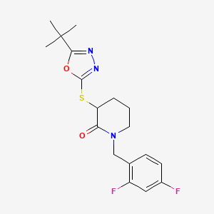 3-[(5-Tert-butyl-1,3,4-oxadiazol-2-yl)sulfanyl]-1-[(2,4-difluorophenyl)methyl]piperidin-2-one