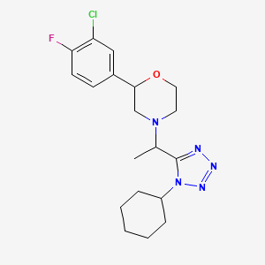 2-(3-Chloro-4-fluorophenyl)-4-[1-(1-cyclohexyltetrazol-5-yl)ethyl]morpholine