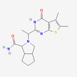 2-[1-(5,6-dimethyl-4-oxo-3H-thieno[2,3-d]pyrimidin-2-yl)ethyl]-3,3a,4,5,6,6a-hexahydro-1H-cyclopenta[c]pyrrole-3-carboxamide