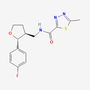 N-[[(2R,3S)-2-(4-fluorophenyl)oxolan-3-yl]methyl]-5-methyl-1,3,4-thiadiazole-2-carboxamide