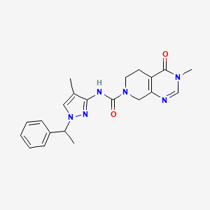 3-methyl-N-[4-methyl-1-(1-phenylethyl)pyrazol-3-yl]-4-oxo-6,8-dihydro-5H-pyrido[3,4-d]pyrimidine-7-carboxamide