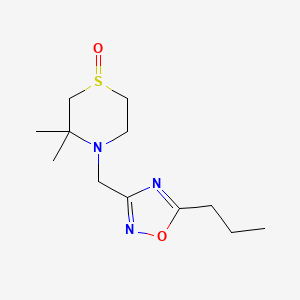 3,3-Dimethyl-4-[(5-propyl-1,2,4-oxadiazol-3-yl)methyl]-1,4-thiazinane 1-oxide