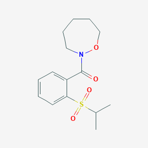 molecular formula C15H21NO4S B6772293 Oxazepan-2-yl-(2-propan-2-ylsulfonylphenyl)methanone 