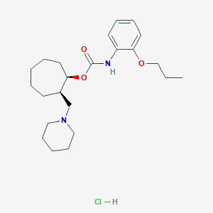 molecular formula C23H37ClN2O3 B067732 Carbamic acid, (2-propoxyphenyl)-, 2-(1-piperidinylmethyl)cycloheptyl ester, monohydrochloride, cis- CAS No. 172800-01-0