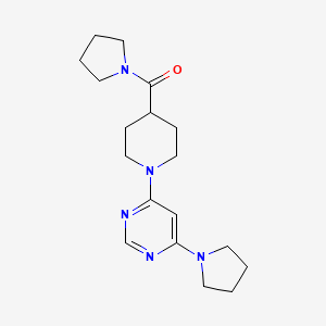 molecular formula C18H27N5O B6774562 Pyrrolidin-1-yl-[1-(6-pyrrolidin-1-ylpyrimidin-4-yl)piperidin-4-yl]methanone 