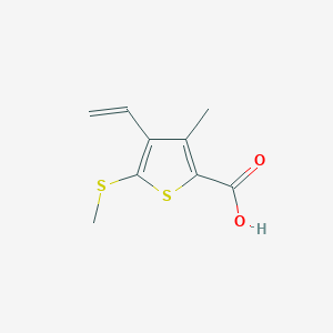 molecular formula C9H10O2S2 B067748 3-Methyl-5-(methylthio)-4-vinylthiophene-2-carboxylic acid CAS No. 175202-63-8