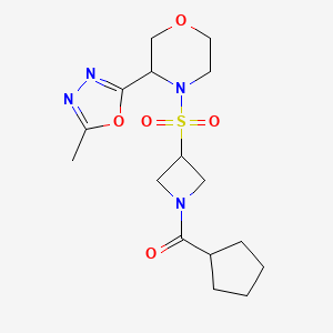 molecular formula C16H24N4O5S B6774951 Cyclopentyl-[3-[3-(5-methyl-1,3,4-oxadiazol-2-yl)morpholin-4-yl]sulfonylazetidin-1-yl]methanone 