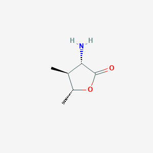 molecular formula C6H11NO2 B067799 (3S,4S,5R)-3-Amino-4,5-dimethyloxolan-2-one CAS No. 168610-73-9