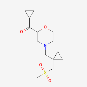 molecular formula C14H23NO4S B6781969 Cyclopropyl-[4-[[1-(methylsulfonylmethyl)cyclopropyl]methyl]morpholin-2-yl]methanone 