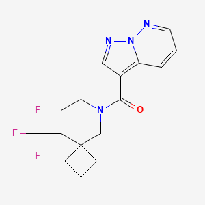 molecular formula C16H17F3N4O B6781970 Pyrazolo[1,5-b]pyridazin-3-yl-[9-(trifluoromethyl)-6-azaspiro[3.5]nonan-6-yl]methanone 