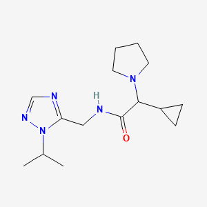 2-cyclopropyl-N-[(2-propan-2-yl-1,2,4-triazol-3-yl)methyl]-2-pyrrolidin-1-ylacetamide