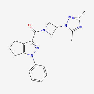 [3-(3,5-dimethyl-1,2,4-triazol-1-yl)azetidin-1-yl]-(1-phenyl-5,6-dihydro-4H-cyclopenta[c]pyrazol-3-yl)methanone