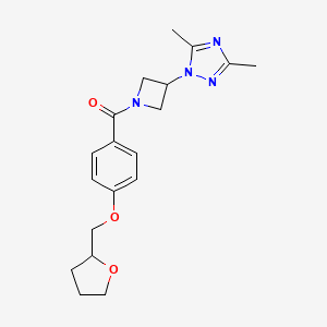 [3-(3,5-Dimethyl-1,2,4-triazol-1-yl)azetidin-1-yl]-[4-(oxolan-2-ylmethoxy)phenyl]methanone