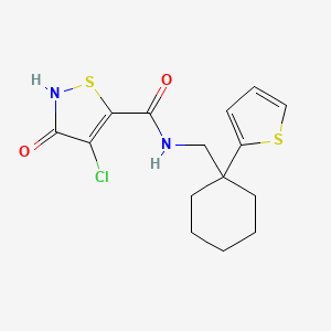 4-chloro-3-oxo-N-[(1-thiophen-2-ylcyclohexyl)methyl]-1,2-thiazole-5-carboxamide