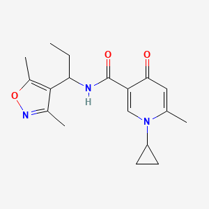 1-cyclopropyl-N-[1-(3,5-dimethyl-1,2-oxazol-4-yl)propyl]-6-methyl-4-oxopyridine-3-carboxamide