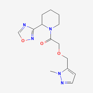 2-[(2-Methylpyrazol-3-yl)methoxy]-1-[2-(1,2,4-oxadiazol-3-yl)piperidin-1-yl]ethanone