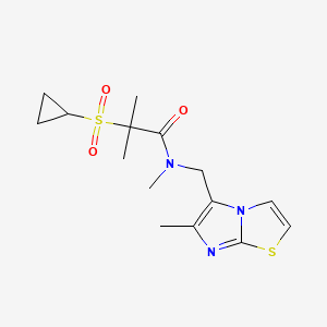 2-cyclopropylsulfonyl-N,2-dimethyl-N-[(6-methylimidazo[2,1-b][1,3]thiazol-5-yl)methyl]propanamide