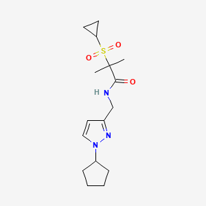 N-[(1-cyclopentylpyrazol-3-yl)methyl]-2-cyclopropylsulfonyl-2-methylpropanamide