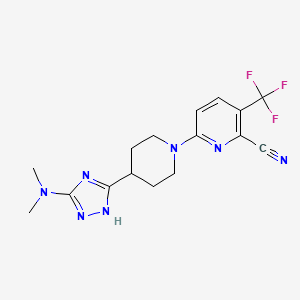 6-[4-[3-(dimethylamino)-1H-1,2,4-triazol-5-yl]piperidin-1-yl]-3-(trifluoromethyl)pyridine-2-carbonitrile