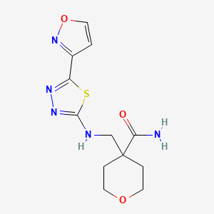 4-[[[5-(1,2-Oxazol-3-yl)-1,3,4-thiadiazol-2-yl]amino]methyl]oxane-4-carboxamide