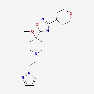 5-[4-Methoxy-1-(2-pyrazol-1-ylethyl)piperidin-4-yl]-3-(oxan-4-yl)-1,2,4-oxadiazole