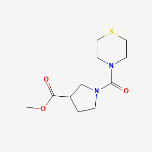 molecular formula C11H18N2O3S B6785394 Methyl 1-(thiomorpholine-4-carbonyl)pyrrolidine-3-carboxylate 