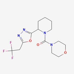 molecular formula C14H19F3N4O3 B6786818 Morpholin-4-yl-[2-[5-(2,2,2-trifluoroethyl)-1,3,4-oxadiazol-2-yl]piperidin-1-yl]methanone 