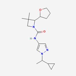 N-[1-(1-cyclopropylethyl)pyrazol-4-yl]-3,3-dimethyl-2-(oxolan-2-yl)azetidine-1-carboxamide