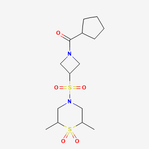 molecular formula C15H26N2O5S2 B6789115 Cyclopentyl-[3-[(2,6-dimethyl-1,1-dioxo-1,4-thiazinan-4-yl)sulfonyl]azetidin-1-yl]methanone 