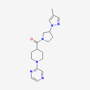 [3-(4-Methylpyrazol-1-yl)pyrrolidin-1-yl]-(1-pyrazin-2-ylpiperidin-4-yl)methanone