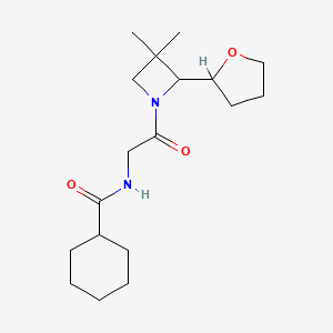 N-[2-[3,3-dimethyl-2-(oxolan-2-yl)azetidin-1-yl]-2-oxoethyl]cyclohexanecarboxamide