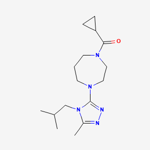 molecular formula C16H27N5O B6789797 Cyclopropyl-[4-[5-methyl-4-(2-methylpropyl)-1,2,4-triazol-3-yl]-1,4-diazepan-1-yl]methanone 