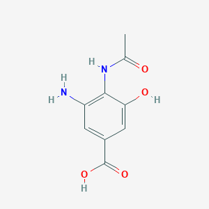 molecular formula C9H10N2O4 B067921 4-Acetamido-3-amino-5-hydroxybenzoic acid CAS No. 162252-46-2