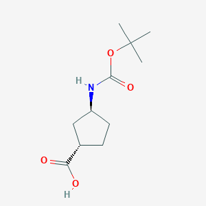 molecular formula C11H19NO4 B067925 (1S,3S)-3-((tert-Butoxycarbonyl)amino)cyclopentanecarboxylic acid CAS No. 161601-29-2