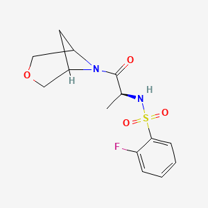 2-fluoro-N-[(2S)-1-(3-oxa-6-azabicyclo[3.1.1]heptan-6-yl)-1-oxopropan-2-yl]benzenesulfonamide