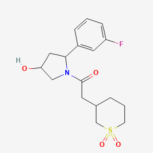 2-(1,1-Dioxothian-3-yl)-1-[2-(3-fluorophenyl)-4-hydroxypyrrolidin-1-yl]ethanone