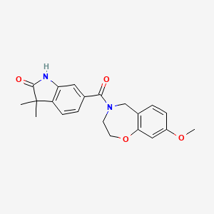 6-(8-methoxy-3,5-dihydro-2H-1,4-benzoxazepine-4-carbonyl)-3,3-dimethyl-1H-indol-2-one