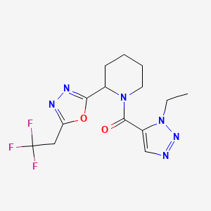 (3-Ethyltriazol-4-yl)-[2-[5-(2,2,2-trifluoroethyl)-1,3,4-oxadiazol-2-yl]piperidin-1-yl]methanone