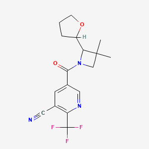 5-[3,3-Dimethyl-2-(oxolan-2-yl)azetidine-1-carbonyl]-2-(trifluoromethyl)pyridine-3-carbonitrile