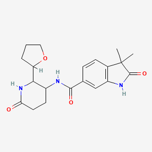 3,3-dimethyl-2-oxo-N-[6-oxo-2-(oxolan-2-yl)piperidin-3-yl]-1H-indole-6-carboxamide