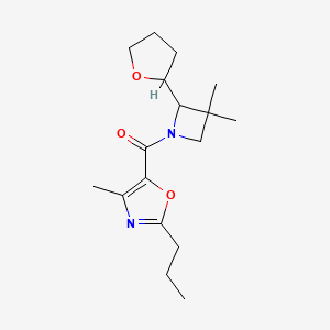 [3,3-Dimethyl-2-(oxolan-2-yl)azetidin-1-yl]-(4-methyl-2-propyl-1,3-oxazol-5-yl)methanone