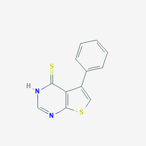 molecular formula C12H8N2S2 B067949 5-Phenyl-thieno[2,3-d]pyrimidine-4-thiol CAS No. 182198-89-6