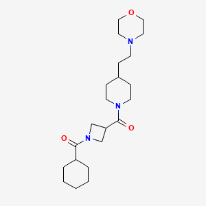 molecular formula C22H37N3O3 B6797785 Cyclohexyl-[3-[4-(2-morpholin-4-ylethyl)piperidine-1-carbonyl]azetidin-1-yl]methanone 