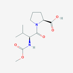 molecular formula C12H20N2O5 B067978 (S)-1-((S)-2-((Methoxycarbonyl)amino)-3-methylbutanoyl)pyrrolidine-2-carboxylic acid CAS No. 181827-47-4