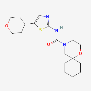 N-[5-(oxan-4-yl)-1,3-thiazol-2-yl]-1-oxa-4-azaspiro[5.5]undecane-4-carboxamide