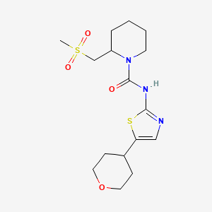 2-(methylsulfonylmethyl)-N-[5-(oxan-4-yl)-1,3-thiazol-2-yl]piperidine-1-carboxamide