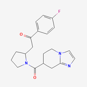 1-(4-Fluorophenyl)-2-[1-(5,6,7,8-tetrahydroimidazo[1,2-a]pyridine-7-carbonyl)pyrrolidin-2-yl]ethanone