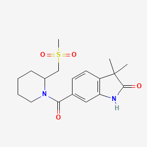 3,3-dimethyl-6-[2-(methylsulfonylmethyl)piperidine-1-carbonyl]-1H-indol-2-one