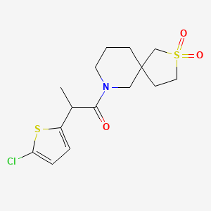 2-(5-Chlorothiophen-2-yl)-1-(2,2-dioxo-2lambda6-thia-9-azaspiro[4.5]decan-9-yl)propan-1-one